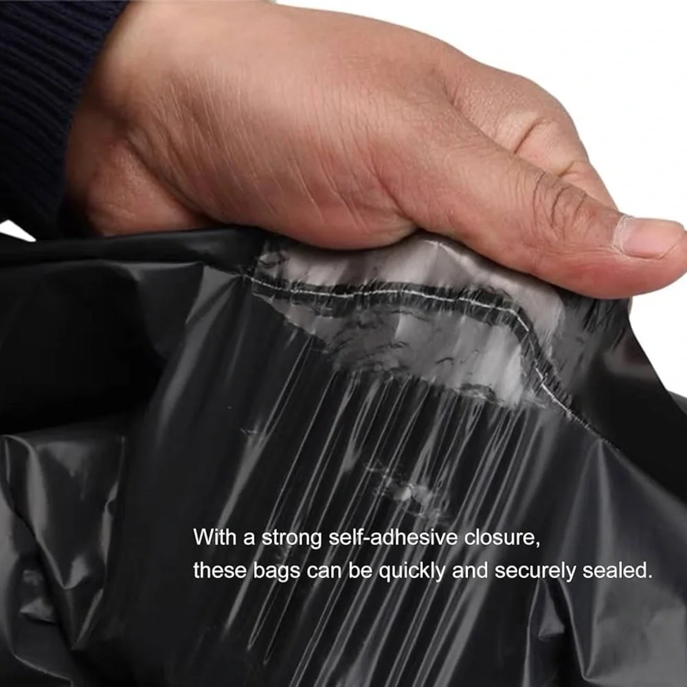 8”x20” Long Black Self-Sealing Polymailers - 25 Pack